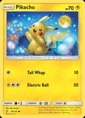 Pikachu, card 56 of the Unified Minds set, 2019, illustrated by Misa Tsutsui