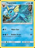Vaporeon, card 18 of the Hidden Fates set, 2019, illustrated by Masakazu Fukuda