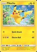 Pikachu, card 19 of the Hidden Fates set, 2019, illustrated by Kagemaru Himeno