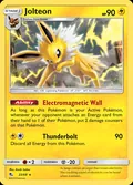 Jolteon, card 23 of the Hidden Fates set, 2019, illustrated by Kouki Saitou