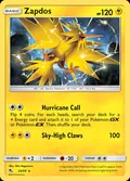 Zapdos, card 24 of the Hidden Fates set, 2019, illustrated by Shin Nagasawa