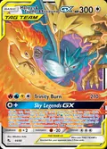Moltres & Zapdos & Articuno-GX, card 44 of the Hidden Fates set, 2019, illustrated by Mitsuhiro Arita
