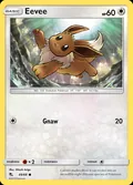 Eevee, card 49 of the Hidden Fates set, 2019, illustrated by Hitoshi Ariga