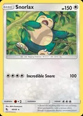 Snorlax, card 50 of the Hidden Fates set, 2019, illustrated by Akira Komayama