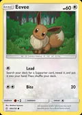 Eevee, card 166 of the Cosmic Eclipse set, 2019, illustrated by Motofumi Fujiwara