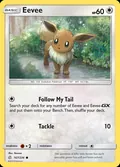 Eevee, card 167 of the Cosmic Eclipse set, 2019, illustrated by Hasuno