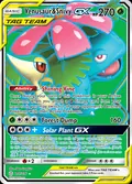 Venusaur & Snivy-GX, card 210 of the Cosmic Eclipse set, 2019, illustrated by 5ban Graphics