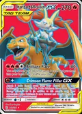 Charizard & Braixen-GX, card 212 of the Cosmic Eclipse set, 2019, illustrated by 5ban Graphics