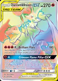 Charizard & Braixen-GX, card 251 of the Cosmic Eclipse set, 2019, illustrated by 5ban Graphics