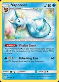 Vaporeon, card 42 of the Cosmic Eclipse set, 2019, illustrated by sui