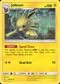 Jolteon, card 70 of the Cosmic Eclipse set, 2019, illustrated by Uta