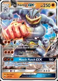 Machamp-GX, card 64 of the Burning Shadows set, 2017, illustrated by 5ban Graphics