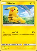 Pikachu, card 28 of the Shining Legends set, 2017, illustrated by Kagemaru Himeno
