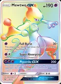 Mewtwo-GX, card 76 of the Shining Legends set, 2017, illustrated by 5ban Graphics