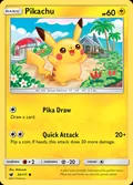 Pikachu, card 30 of the Crimson Invasion set, 2017, illustrated by Shibuzoh.