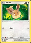 Eevee, card 104 of the Ultra Prism set, 2018, illustrated by Atsuko Nishida