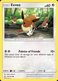 Eevee, card 105 of the Ultra Prism set, 2018, illustrated by Hideki Ishikawa