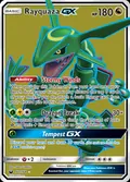 Rayquaza-GX, card 160 of the Celestial Storm set, 2018, illustrated by 5ban Graphics