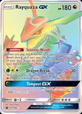 Rayquaza-GX, card 177 of the Celestial Storm set, 2018, illustrated by 5ban Graphics