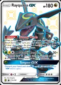Rayquaza-GX, card 177a of the Celestial Storm set, 2018, illustrated by 5ban Graphics