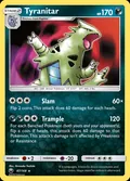Tyranitar, card 87 of the Celestial Storm set, 2018, illustrated by Hironobu Yoshida