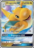 Dragonite-GX, card 37 of the Dragon Majesty set, 2018, illustrated by 5ban Graphics