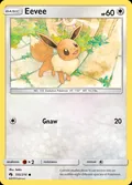 Eevee, card 155 of the Lost Thunder set, 2018, illustrated by Sekio