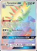 Tyranitar-GX, card 223 of the Lost Thunder set, 2018, illustrated by 5ban Graphics