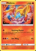 Moltres, card 38 of the Lost Thunder set, 2018, illustrated by Misa Tsutsui