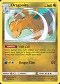 Dragonite, card 119 of the Team Up set, 2019, illustrated by Megumi Mizutani