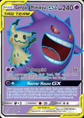 Gengar & Mimikyu-GX, card 164 of the Team Up set, 2019, illustrated by 5ban Graphics