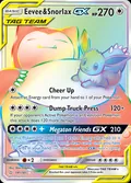 Eevee & Snorlax-GX, card 191 of the Team Up set, 2019, illustrated by 5ban Graphics