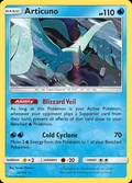 Articuno, card 32 of the Team Up set, 2019, illustrated by Yusuke Ohmura