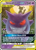 Gengar & Mimikyu-GX, card 53 of the Team Up set, 2019, illustrated by Mitsuhiro Arita