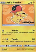 Ash's Pikachu, card SM110 of the SM Black Star Promos set, 2017, illustrated by 2017 Pikachu Project