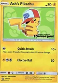 Ash's Pikachu, card SM112 of the SM Black Star Promos set, 2017, illustrated by 2017 Pikachu Project
