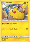 Pikachu, card SM157 of the SM Black Star Promos set, 2017, illustrated by Megumi Mizutani