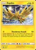 Zapdos, card SM159 of the SM Black Star Promos set, 2017, illustrated by Misa Tsutsui