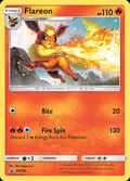 Flareon, card SM186 of the SM Black Star Promos set, 2017, illustrated by Shin Nagasawa