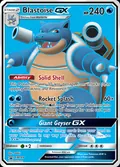 Blastoise-GX, card SM189 of the SM Black Star Promos set, 2017, illustrated by sadaji