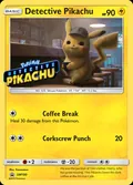 Detective Pikachu, card SM190 of the SM Black Star Promos set, 2017, illustrated by Framestore