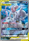 Mewtwo & Mew-GX, card SM191 of the SM Black Star Promos set, 2017, illustrated by sui