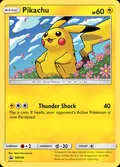 Pikachu, card SM206 of the SM Black Star Promos set, 2017, illustrated by Akira Komayama