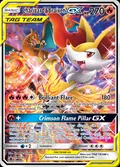 Charizard & Braixen-GX, card SM230 of the SM Black Star Promos set, 2017, illustrated by Kagemaru Himeno