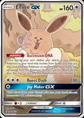 Eevee-GX, card SM233 of the SM Black Star Promos set, 2017, illustrated by Q-rais