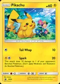 Pikachu, card SM86 of the SM Black Star Promos set, 2017, illustrated by kodama