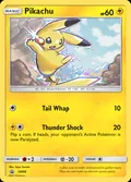 Pikachu, card SM98 of the SM Black Star Promos set, 2017, illustrated by Saya Tsuruta