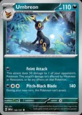 Umbreon, card 130 of the Obsidian Flames set, 2023, illustrated by rika