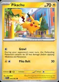 Pikachu, card 18 of the Paldean Fates set, 2024, illustrated by OKACHEKE