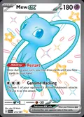 Mew ex, card 216 of the Paldean Fates set, 2024, illustrated by aky CG Works